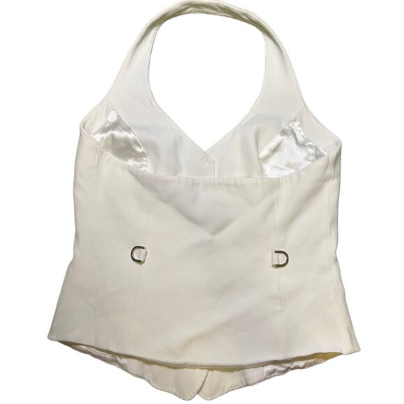 Vintage Karen Millen White Halter Button Front Vest Top - Size 6 - Picture 2 of 5
